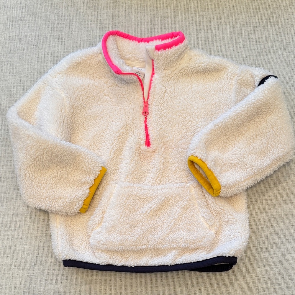 GAP White Fleece Kids Pullover with Pink and Yellow Accents